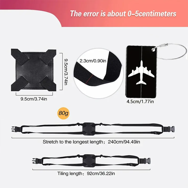 ensemble de sangles de bagages multicolores + ensemble d'étiquettes de bagages à motif avion : sangles élastiques pour renforcer les valises/sacs à dos et protection anti-ouverture + étiquettes d'identification de bagages pour une identification facile lors de la check-in. convient pour la formalité d'enregistrement à l'aéroport, les voyages longue distance, la rentrée scolaire des étudiants, les voyages d'affaires, etc. un incontournable pour les passionnés de voyage, les navetteurs et les étudiants internationaux pour réduire la charge des bagages (la sangle peut être extensible jusqu'à 240 cm + haute élasticité pour s'adapter à différents types de bagages)