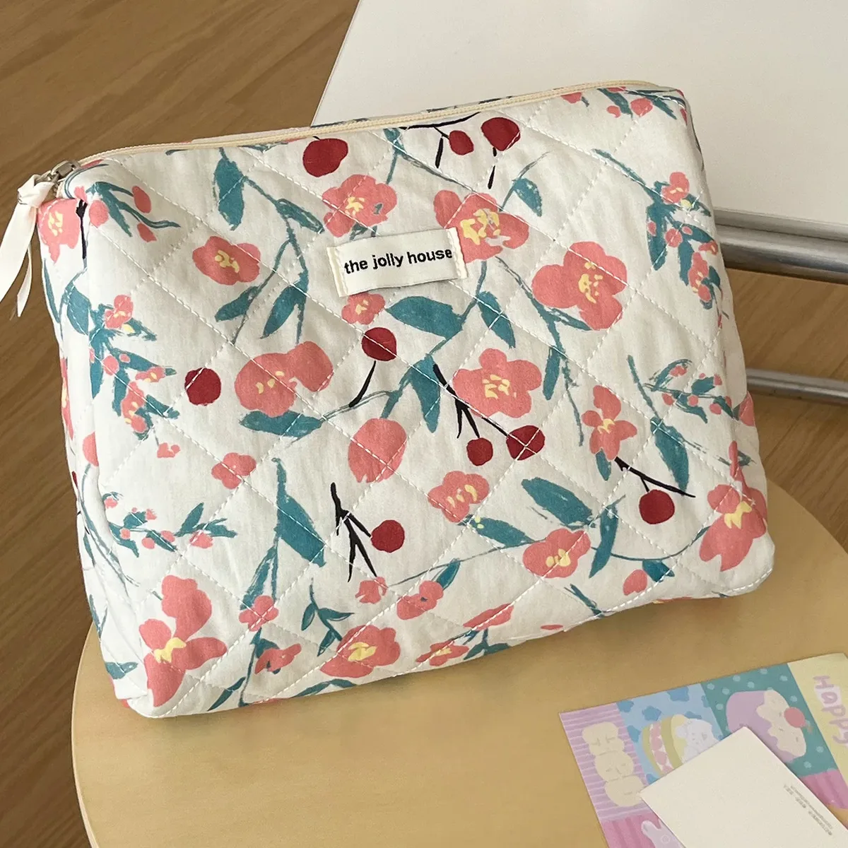 1 pièce/ensemble sac de maquillage imprimé fleur rose organisateur de voyage premium sac cosmétique sac de maquillage pochette trousse de soins de la peau trousse de toilette