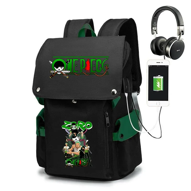 sac à dos d'école imprimé one piece zoro, sac à dos décontracté de grande capacité, sac de voyage pour enfants et adolescents