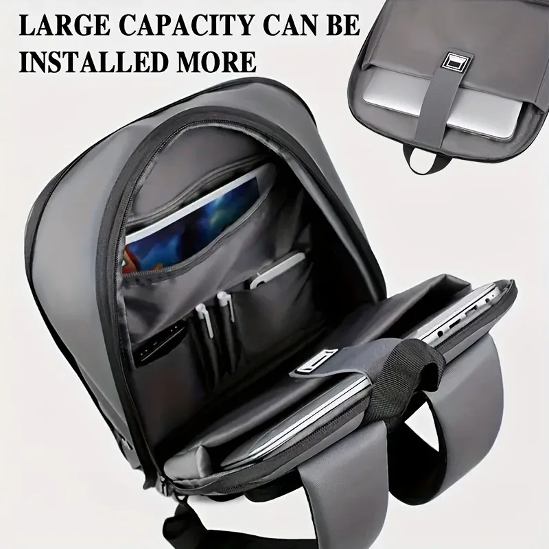 sac à dos léger pour hommes, couleur unie, extensible, pour affaires, fermeture éclair durable, multi-compartiments, maintien parfait, 1 pièce