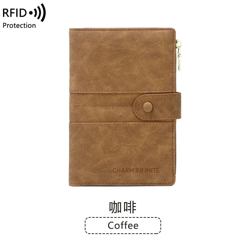 sac de passeport bloquant rfid, couleur unie pu, portefeuille à boucle zippée, porte-carte de billet, porte-passeport de voyage multifonctionnel