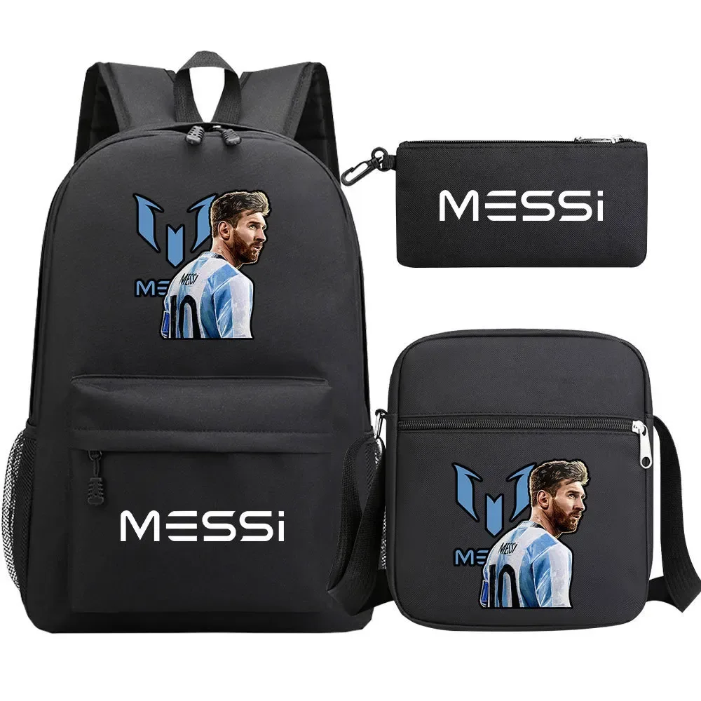 lot de 3 sacs à dos messi en nylon, simples, pour le sport, avec compartiment pour ordinateur portable, sacs à dos décontractés pour l'école, les voyages et les trajets quotidiens