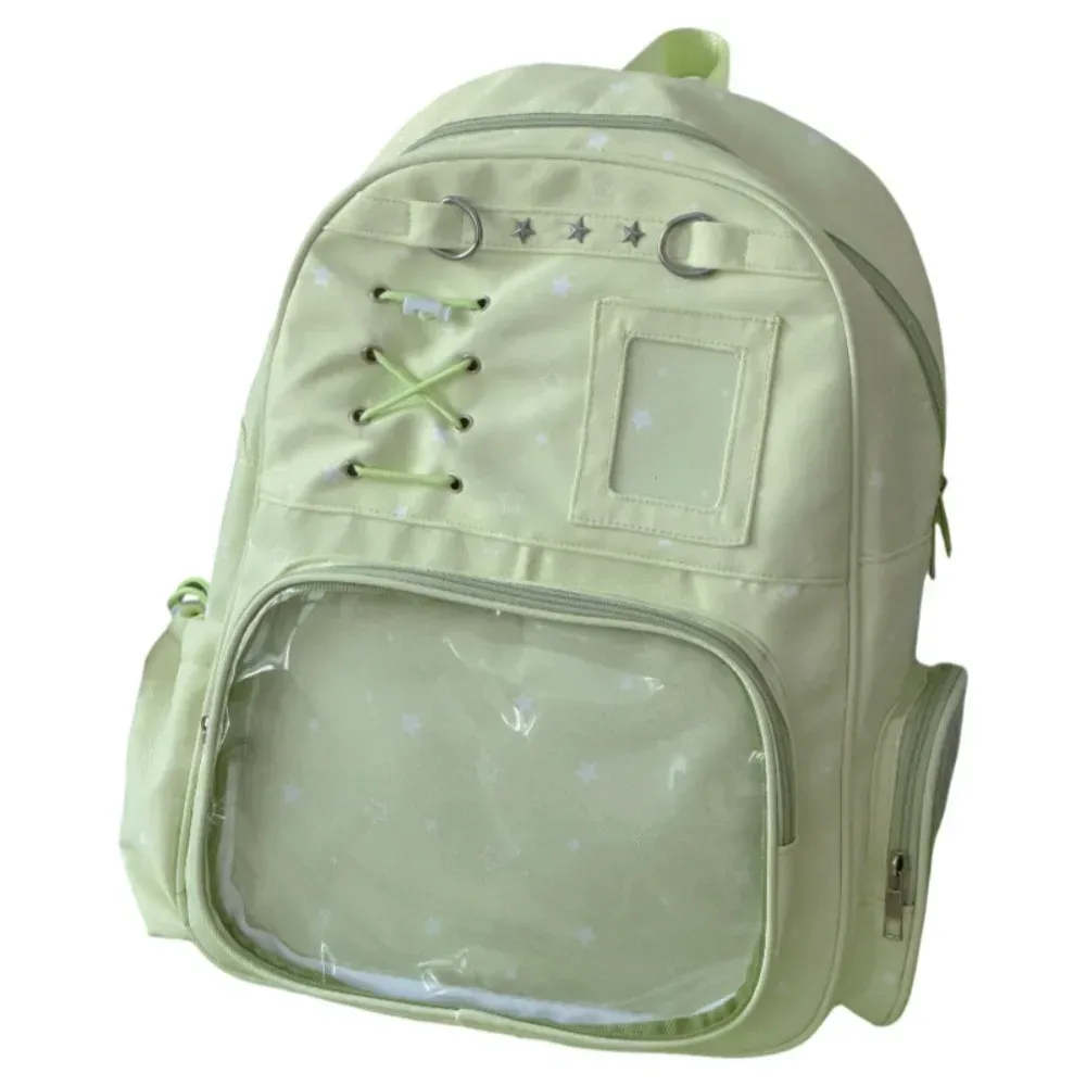 sac à dos transparent à imprimé étoiles kawaii lolita itabag, sac ita transparent imprimé avec plusieurs poches, sac à dos pour usage extérieur