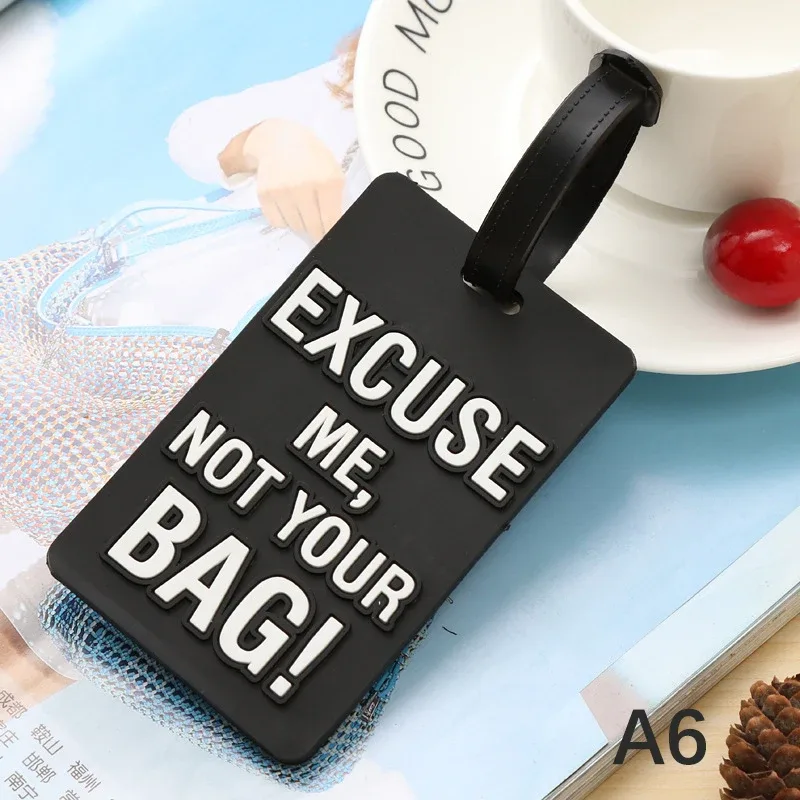 étiquettes de bagage en silicone de style dessin animé, étiquette de voyage portable, étiquette de valise, lettre créative, pas votre sac, accessoires de voyage mignons, mode