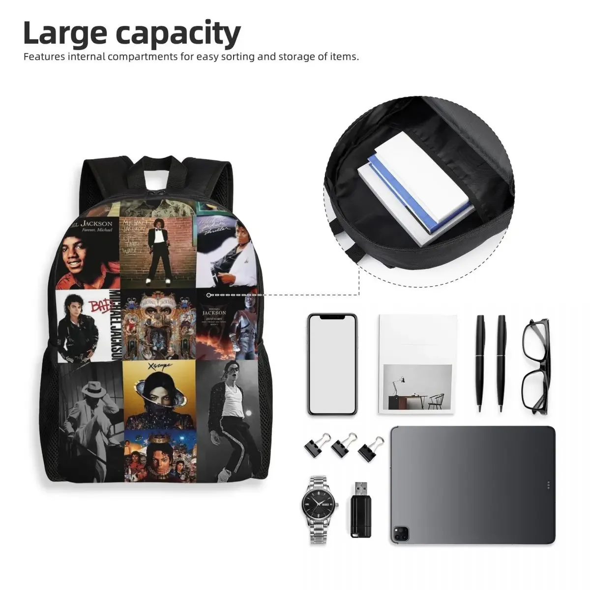 michael jackson sac à dos pour étudiants, sac d'école, sac à dos de randonnée, sac à dos de voyage pour hommes et femmes, sac à dos à la mode, sacs à bandoulière