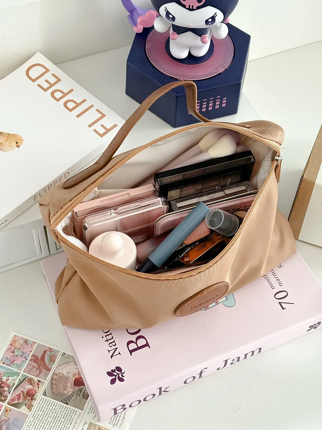 nouvelle trousse de toilette portable unisexe yt de haute qualité, élégante et légère, avec étiquette en cuir, sac à main en nylon pour le maquillage