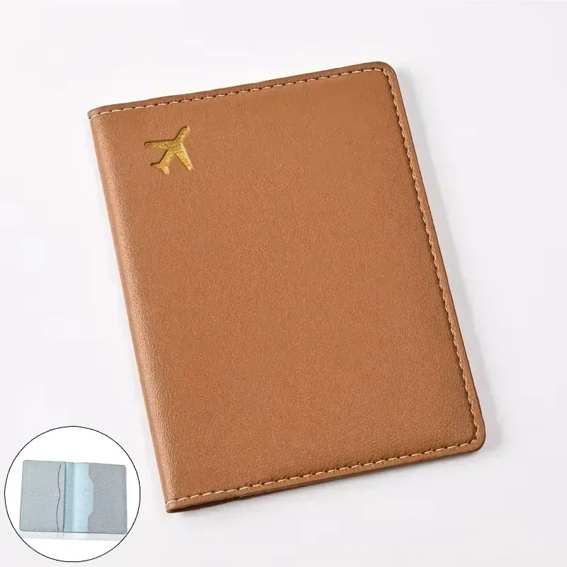 porte-passeport en cuir pu pour femmes et hommes, clip multifonctionnel pour billet d'avion, portefeuille et étui pour carte d'identité, 1pc