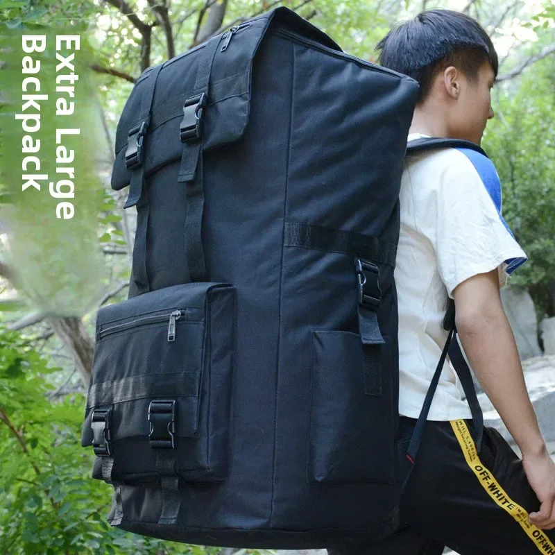 Sac à dos de voyage unisexe grande capacité 120L en tissu Oxford, style urbain simple pour sports de plein air, sac de randonnée avec bretelles ergonomiques