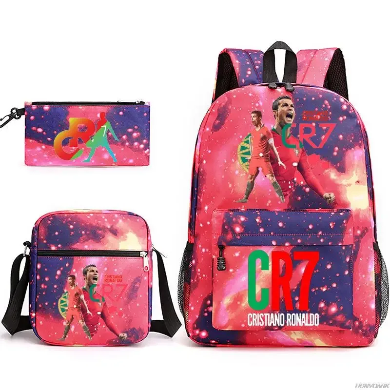 chimsports-sac à dos cr7 pour hommes et femmes, cartable étudiant, cartable de voyage, sac à dos universitaire, ordinateur portable, garçons, filles, hommes, femmes, nouveau, 3 pièces