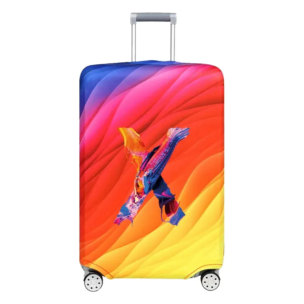 juste de bagage de voyage, housse de protection, motif de lettre de peinture, tissu de commande anti-poussière, étui à bagages, 18-32 po