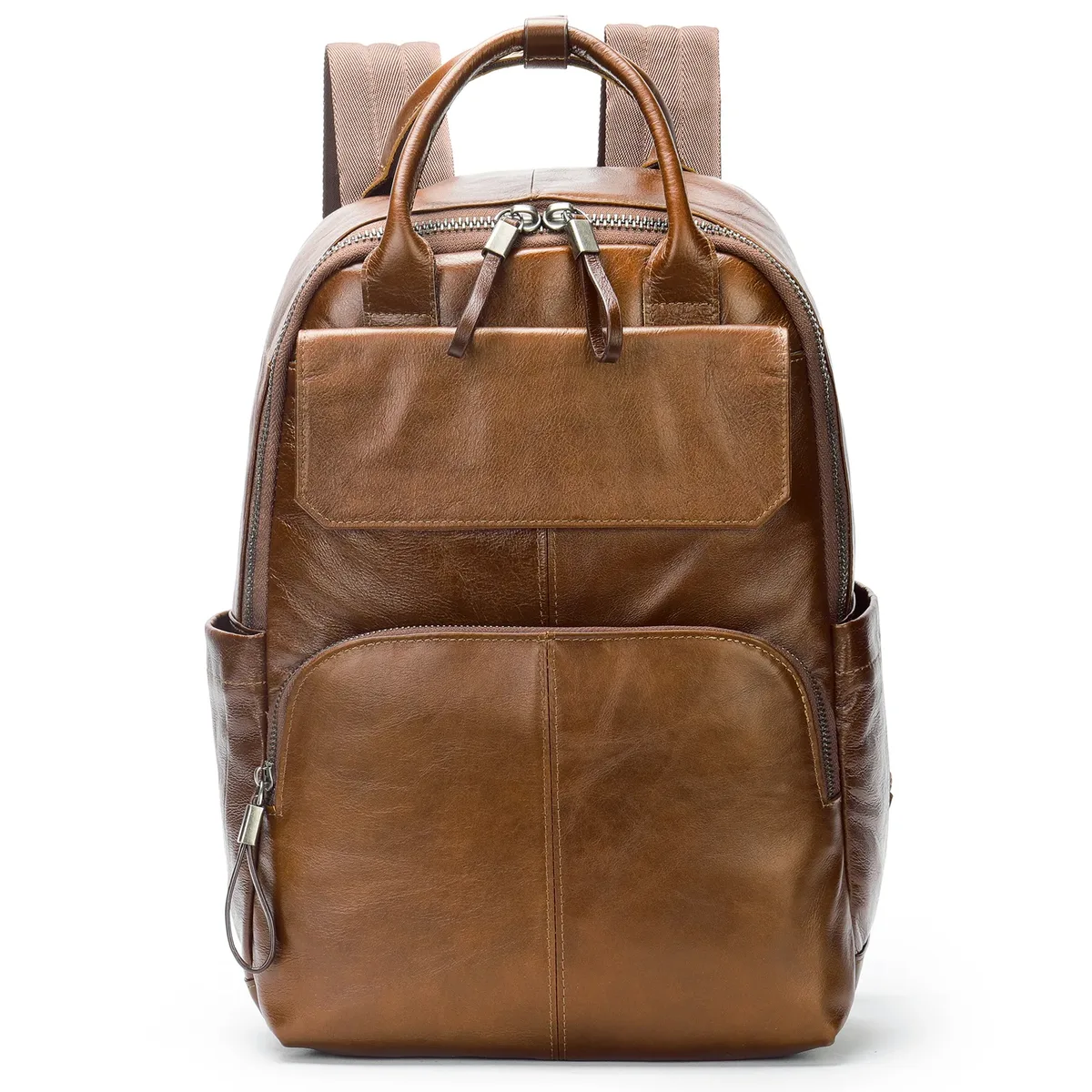 sac à dos en cuir de vachette naturel pour homme, sac à main simple, grand sac d'affaires décontracté, sac d'ordinateur pour ordinateur portable de 15.6 pouces, 150