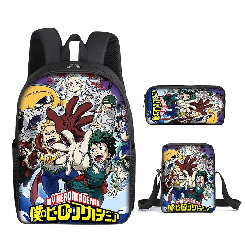 sac à dos my hero academy, sac à déjeuner, trousse à crayons, ensemble cadeau pour enfants et étudiants
