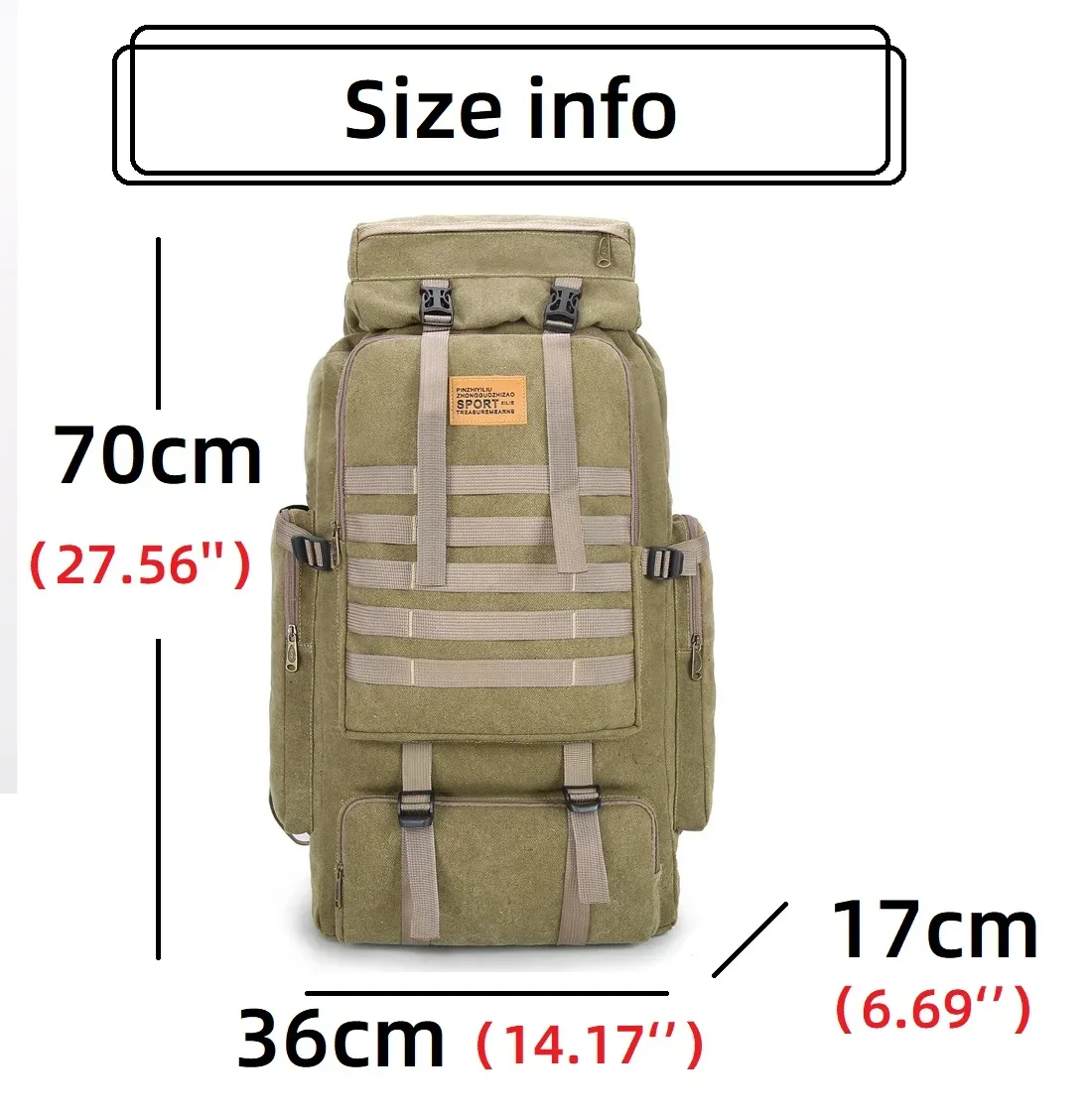 grand sac à dos en toile pour camping, randonnée en plein air, voyage, pêche, 80l, nouveau