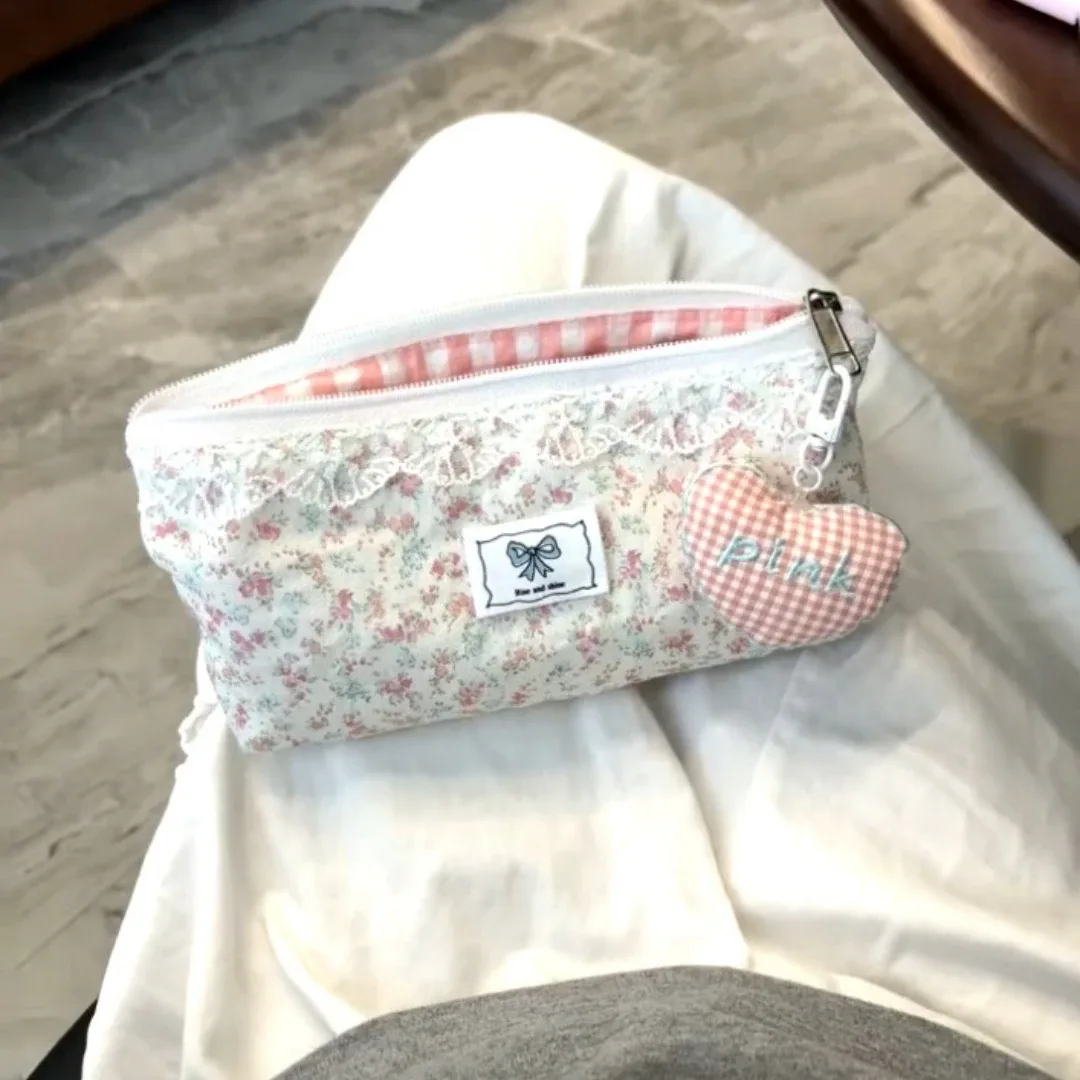 sac à cosmétiques en dentelle de haute qualité, sac à stylos design floral, sac de papeterie multifonctionnel de grande capacité, trousse à crayons pour étudiants