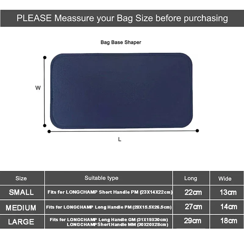 sac à main longchamp le pliage, base en feutre, coussin façonnant, support de sac cosmétique, plaque inférieure, panneau de doublure anti-collapse
