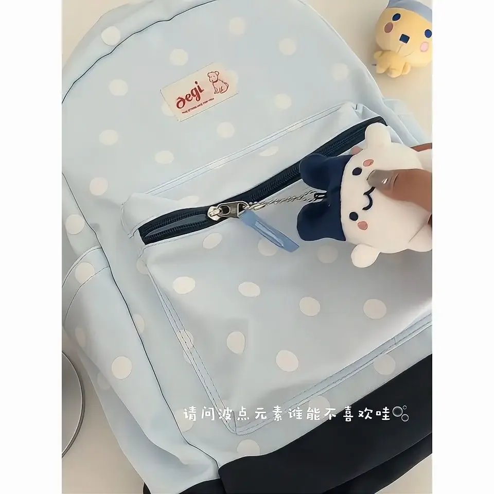 sac à dos simple et mignon à pois grande capacité, cartable pour étudiant, sac de rangement pour livres pour la rentrée scolaire, sac pour femme, cartable scolaire