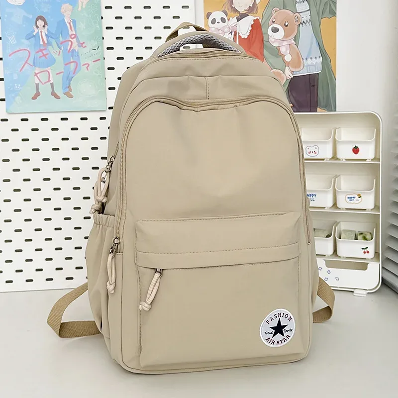 sac à dos décontracté de style universitaire, couleur bonbon, grande capacité, en nylon imperméable, pour l'école, les voyages et les ordinateurs