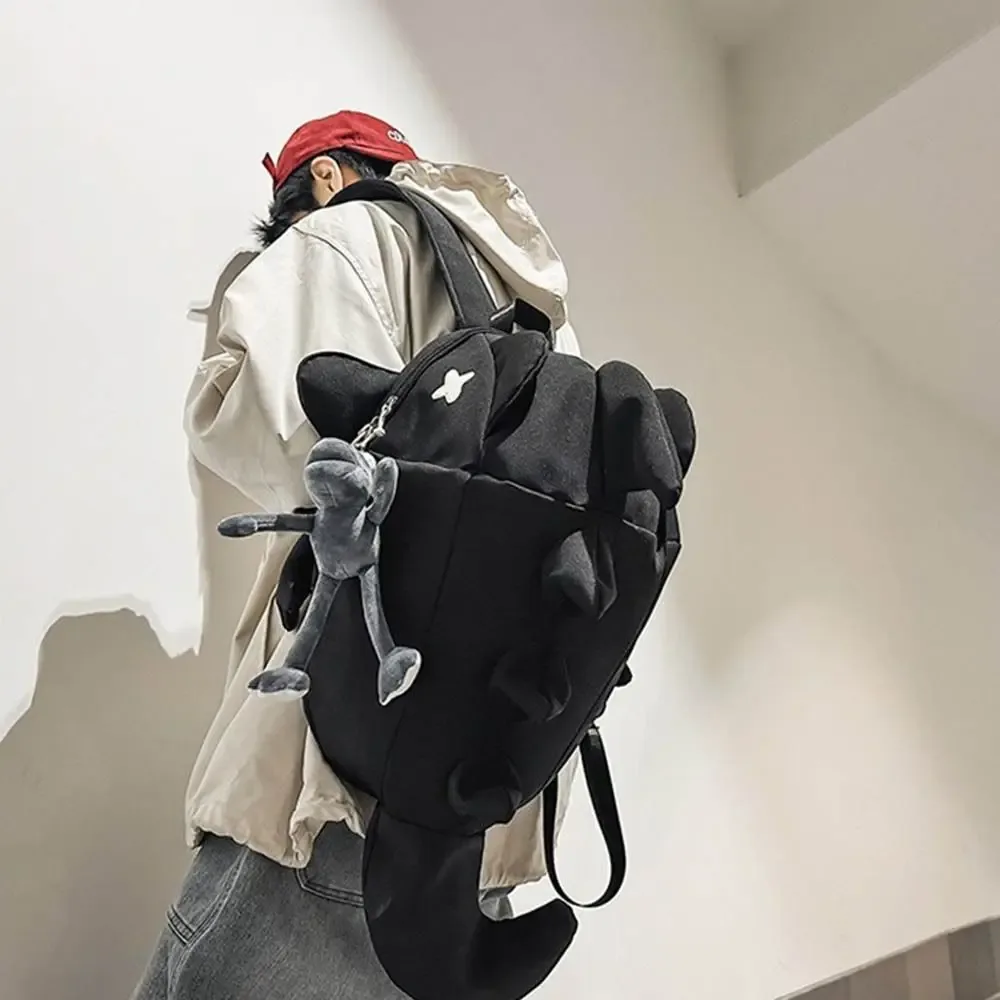 sac à dos tendance imperméable en nylon, motif requin, multi-poches, grande capacité, pour ordinateur portable, idéal pour les étudiants et les voyages en extérieur.