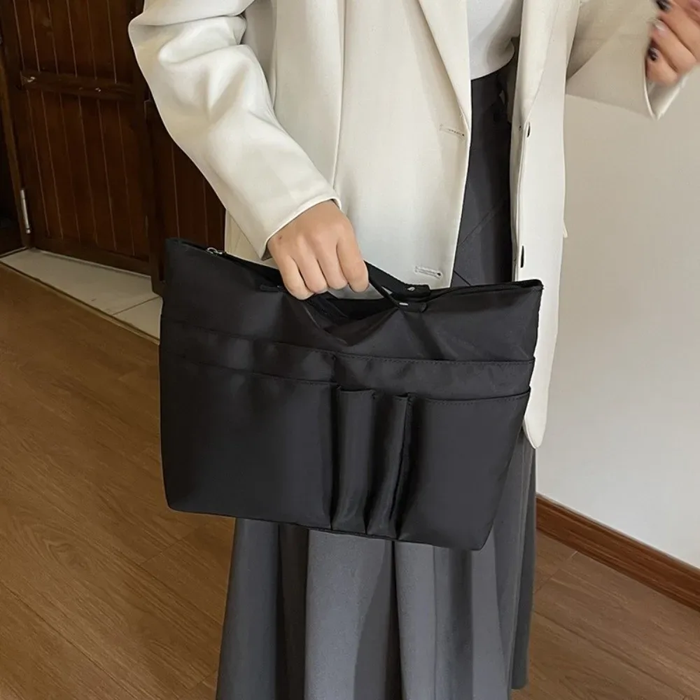 organisateur de sac à main en nylon, insert multi-poches, grande capacité, organisateur de sac fourre-tout, couleur unie, sac de rangement léger pour maquillage