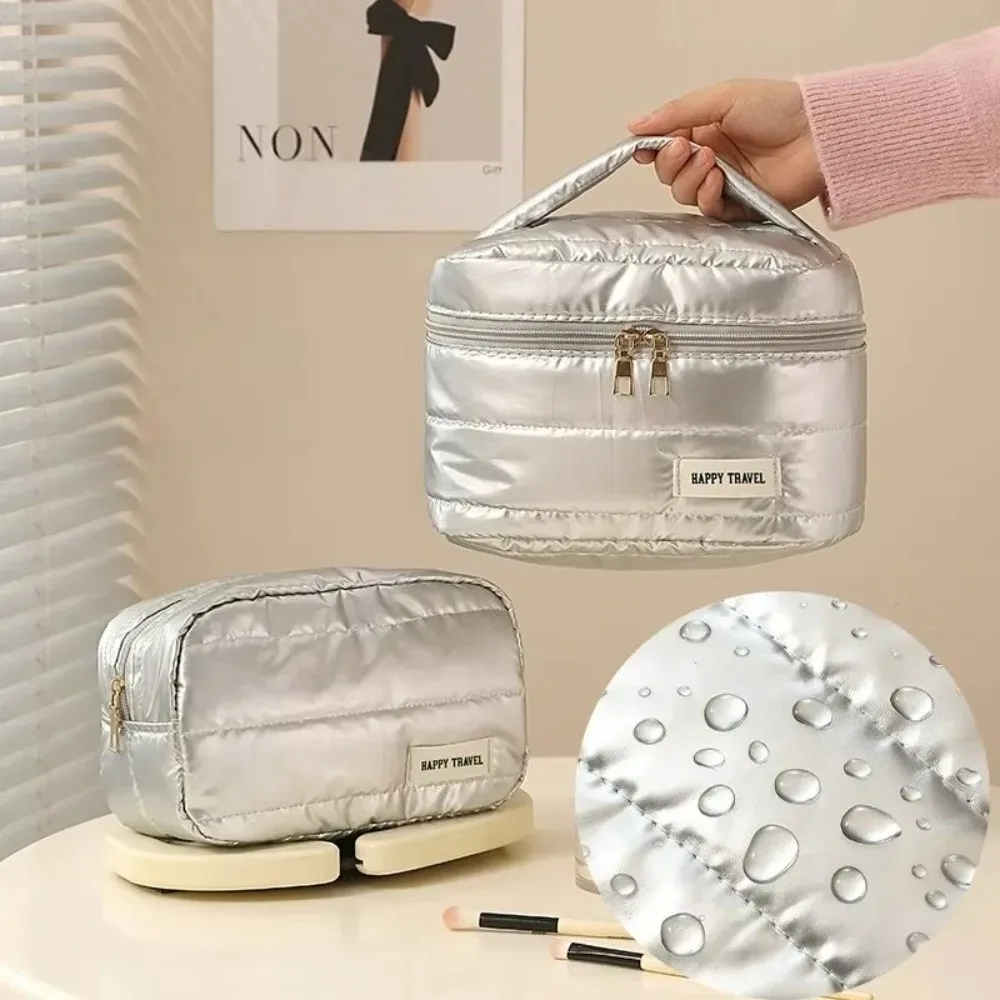 sac de maquillage matelassé de grande capacité, résistant aux chocs, étanche, trousse de toilette, pochette de rangement pour cosmétiques, pour femmes et filles