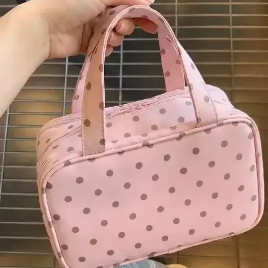 nouvelle trousse de rangement cosmétique portable à trois compartiments, grande capacité, trousse de toilette de voyage, trousse à maquillage à main pour femmes