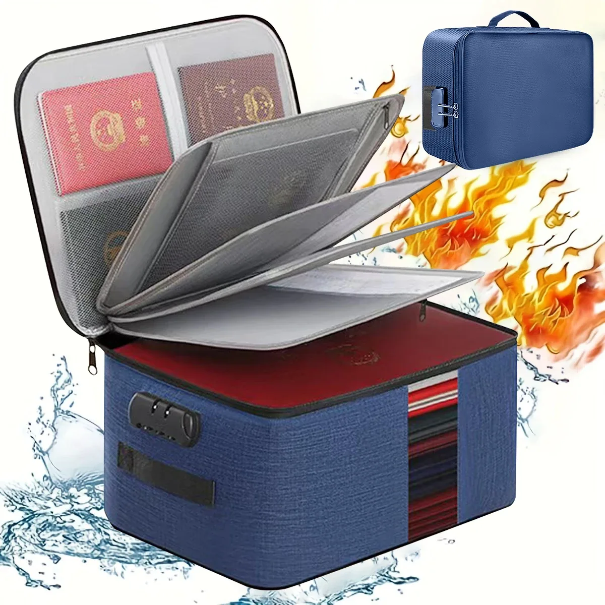 sac pour passeport de documents haute capacité 3/5 couches oxford avec serrure étui organisateur de documents grand espace pour les certificats de dossiers a4