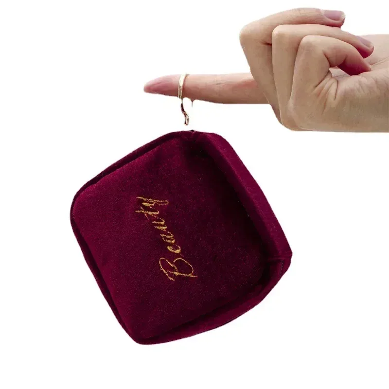 sac à cosmétiques avec lettres brodées pour femmes, petit rouge à lèvres, écouteurs, serviettes hygiéniques, étui de rangement, sacs de maquillage de toilette