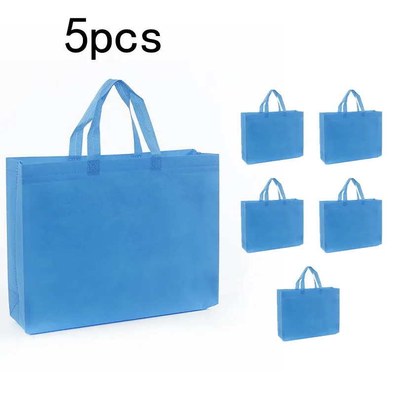 5 sacs fourre-tout non tissés, sacs d'emballage cadeau réutilisables de grande capacité, sacs de rangement de voyage portables et pliables, sacs fourre-tout de rangement, adaptés au transfert thermique diy, à la broderie, aux cadeaux d'anniversaire, aux cadeaux de fête et à la confection de cadeaux han.