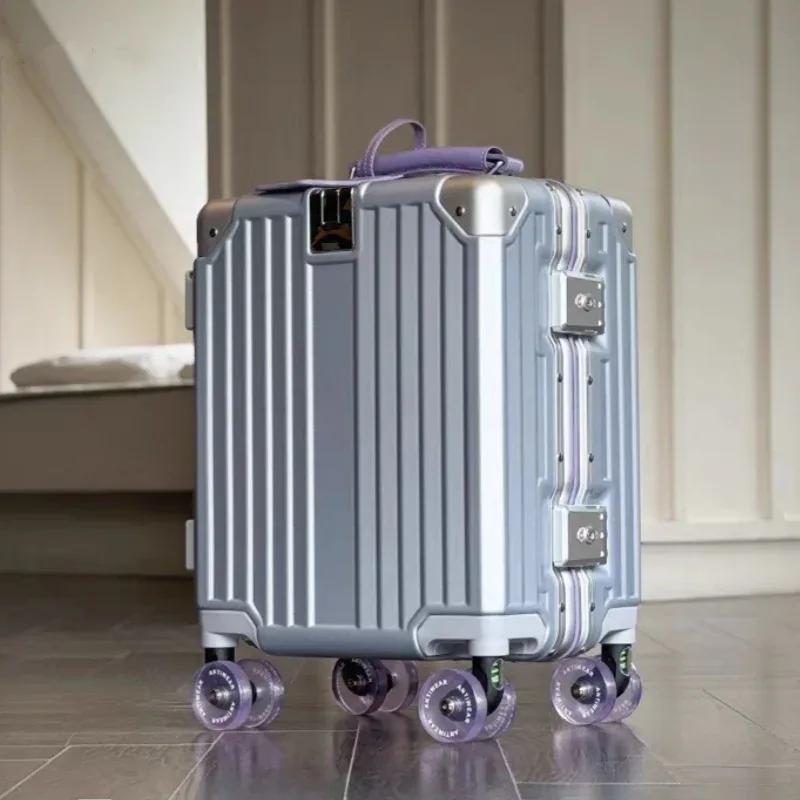 valise à roulettes légère de 14 pouces avec serrure tsa, cadre en aluminium, bagage à main, pas besoin de s'enregistrer à la compagnie aérienne