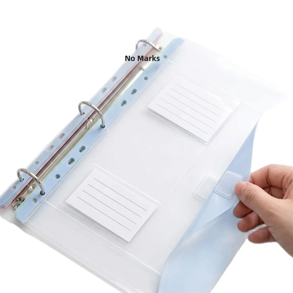 pochette de rangement transparente a4 pour documents, classeur à feuilles mobiles, sac de rangement à 11 trous avec fermeture auto-agrippante, design épuré