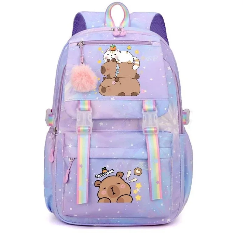 sac à dos de grande capacité imprimé capybara, sac à dos léger et mignon, cartable de dessin animé, sac à dos de voyage décontracté pour fille