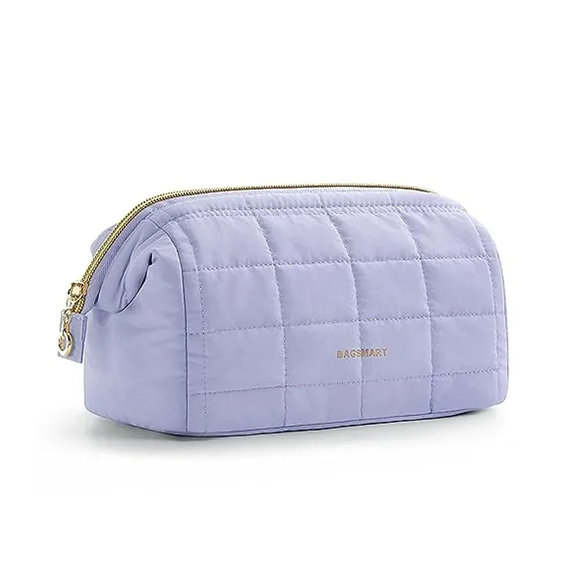 bagsmart-trousse de maquillage gonflée pour femme, trousse de maquillage rembourrée, trousse de maquillage, poudres larges ouvertes, trousse de toilette, essentiels de voyage