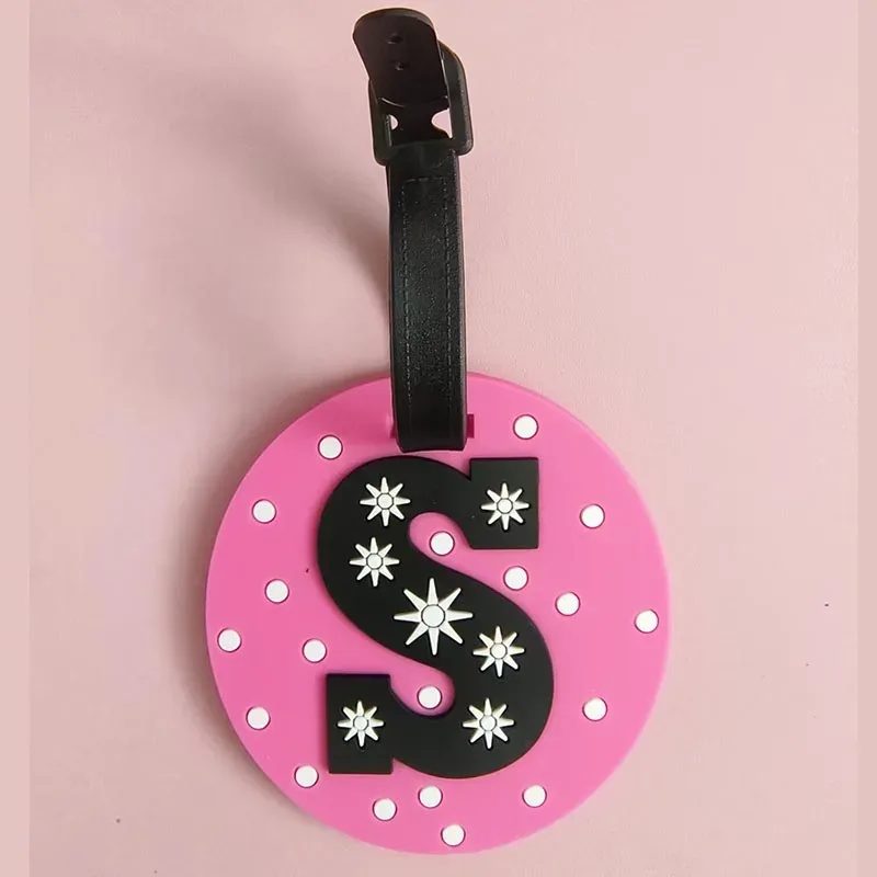 étiquette d'accessoires de voyage pour bagages, 26 lettres mignonnes, en gel de silice, support d'identification pour valise, étiquette d'embarquement pour bagages, portable, nouveauté
