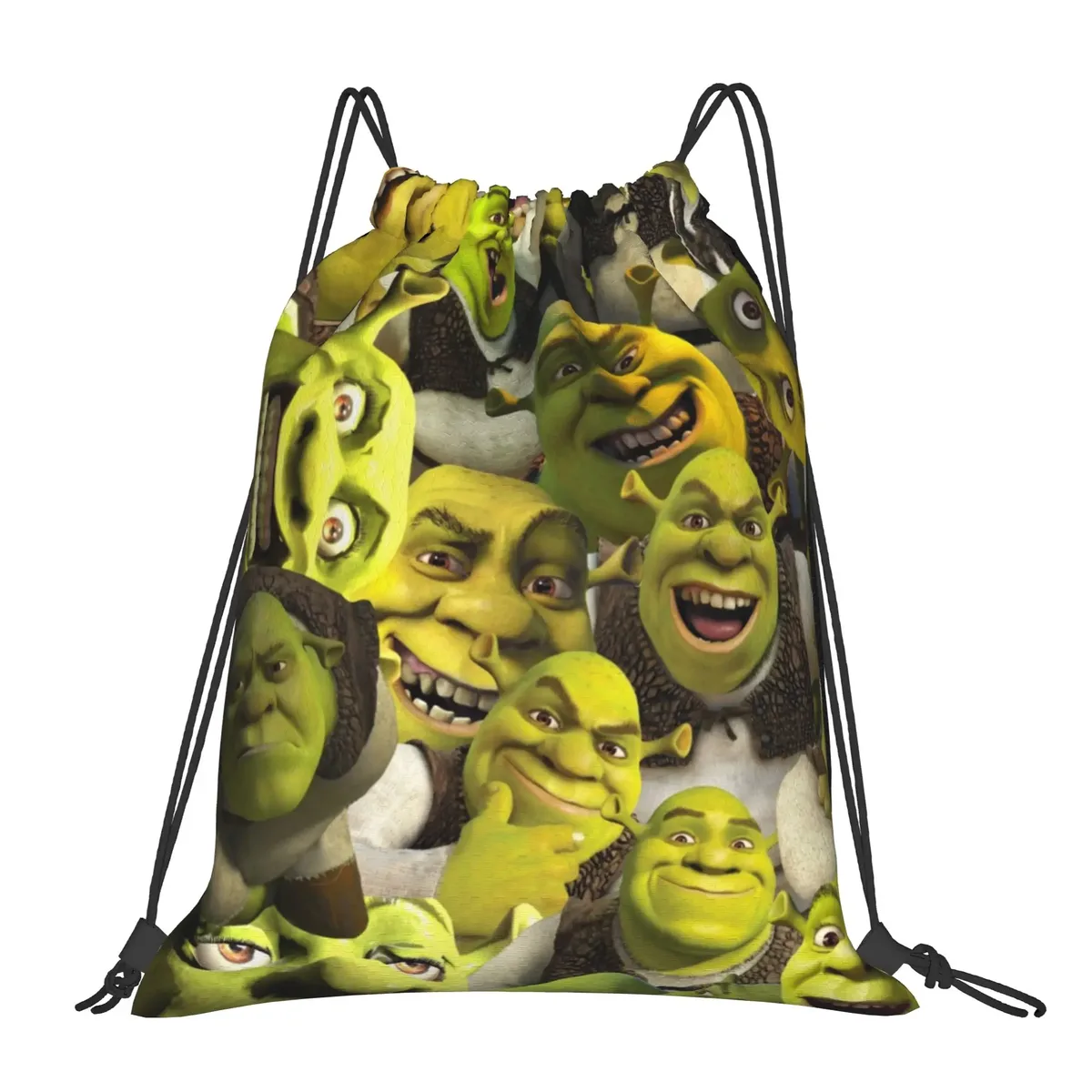 sac à dos à cordon shreks memes, sac de sport résistant à l'eau, sac à cordon avec visage drôle d'anime pour le yoga, 36 cm (largeur) x 43 cm (hauteur)