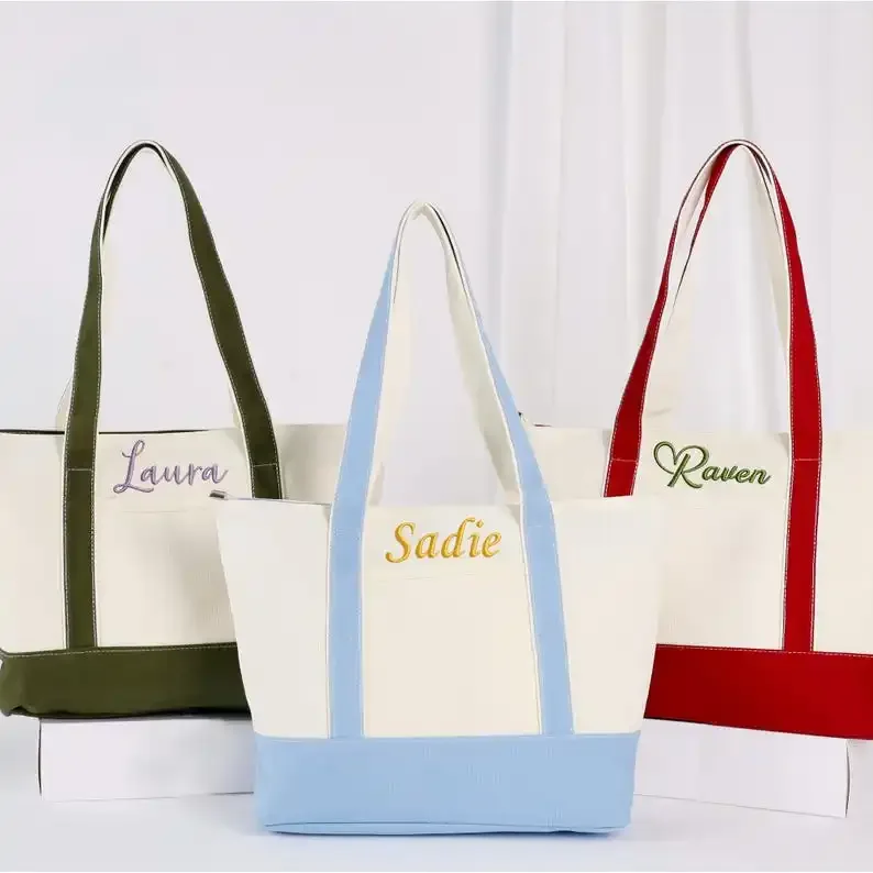 sac fourre-tout personnalisé en toile, sac fourre-tout avec nom et logo personnalisés, sacs à mots personnalisés, cadeau de mariage, cadeau pour demoiselle d'honneur, sac de plage en toile, sac de transport