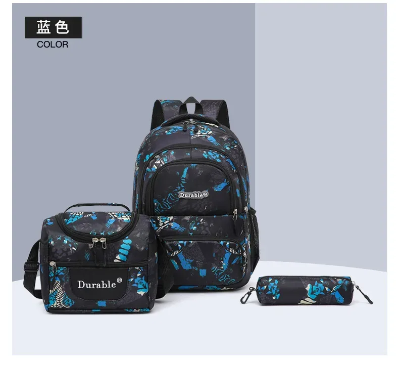 sacs d'école pour enfants pour garçons, ensemble de cartable, sac de livre primaire, sac à dos d'école avec sac à déjeuner, sac à dos de voyage étanche pour enfants 3 pièces