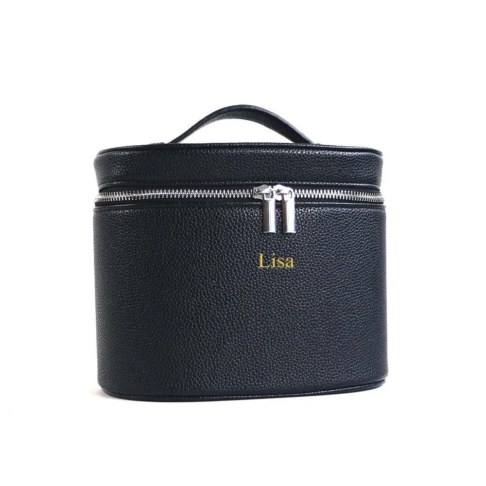 noms et lettres personnalisables, trousse de toilette portable de voyage, boîte à cosmétiques en cuir pu de grande capacité avec boîte de rangement interne