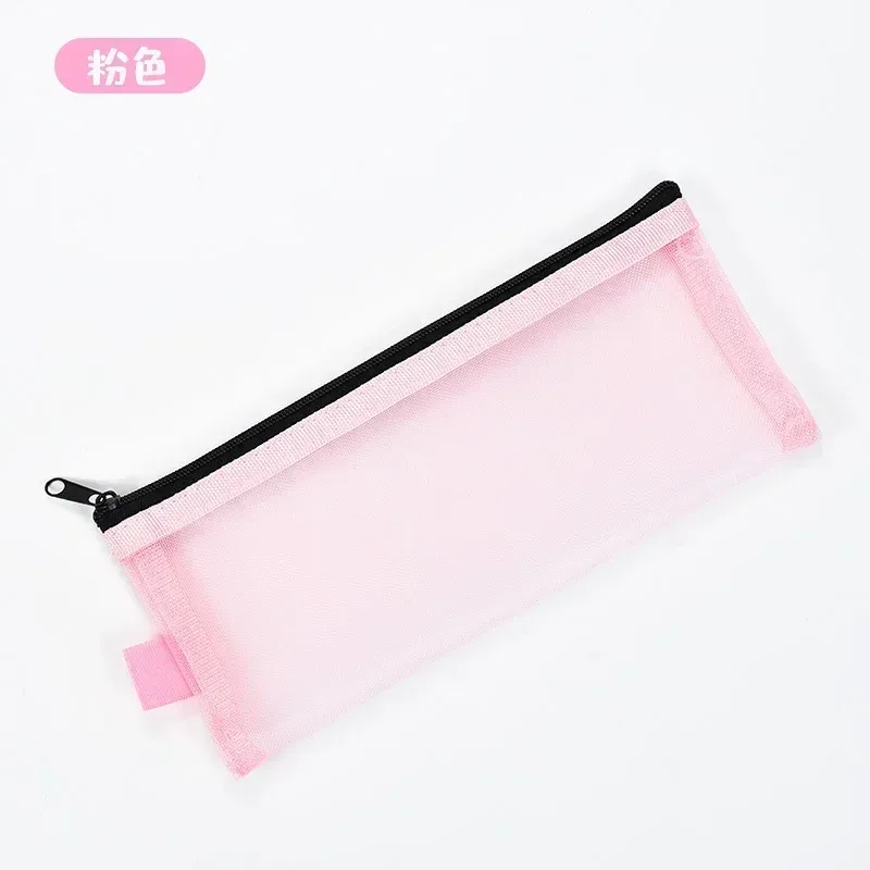 fille maille sac cosmétique filets papeterie crayon sac étui support fermeture éclair portable rouges à lèvres clés pièce de monnaie charge câble organisateur étui