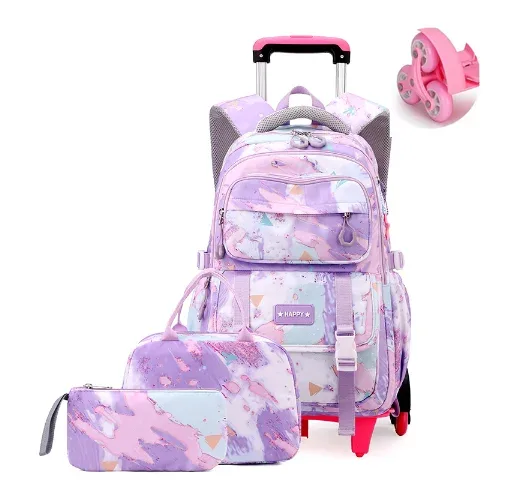 sac à dos d'école à roulettes pour filles cartable à roulettes enfants sac à dos à roulettes sacs à roulettes 3 pièces ensemble sacs à roulettes d'école