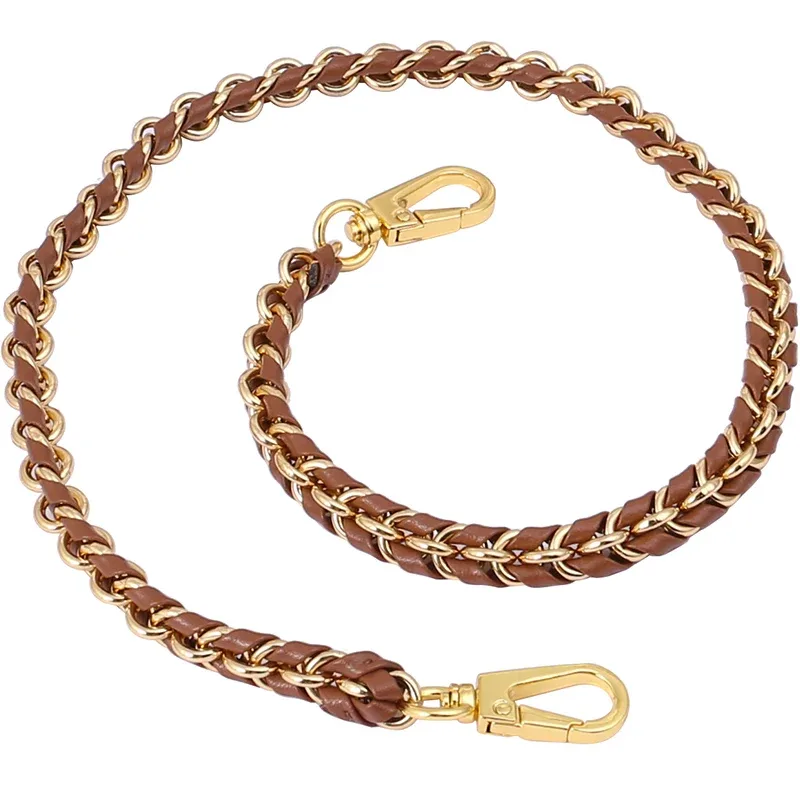 chaîne en cuir pour accessoires de sac, bandoulière, sangle de sac, modification de sac, largeur de chaîne 1cm, couleur marron et noir