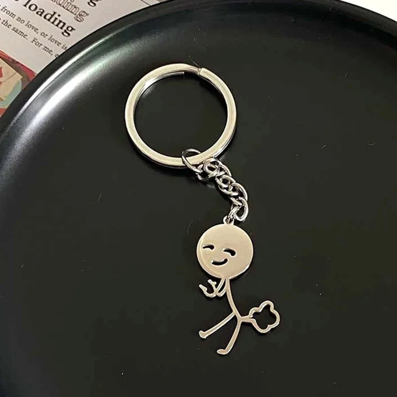 porte-clés de dessin animé stick figure, décor pour sac à dos et voiture, idée cadeau de noël intéressante