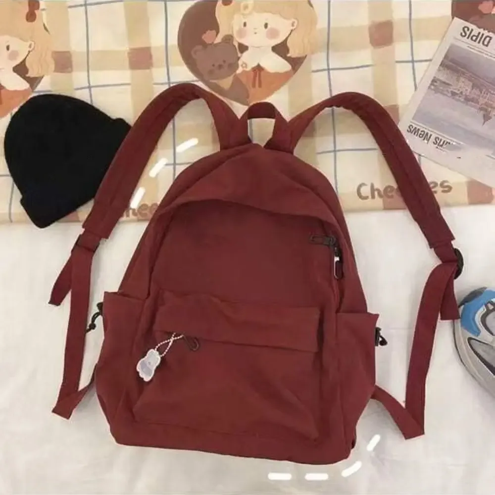 nouveau sac à dos pour lycéens, grande capacité, couleur unie, sacs d'école imperméables, sac à dos de voyage pour filles