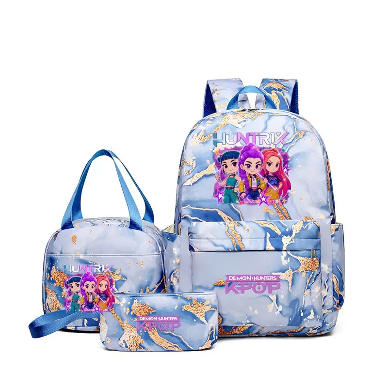 sacs à dos kpop demon hunters avec sacs à déjeuner, sacs d'école légers pour étudiants et adolescents, sac de voyage décontracté pour femmes, 3 pièces/ensembles