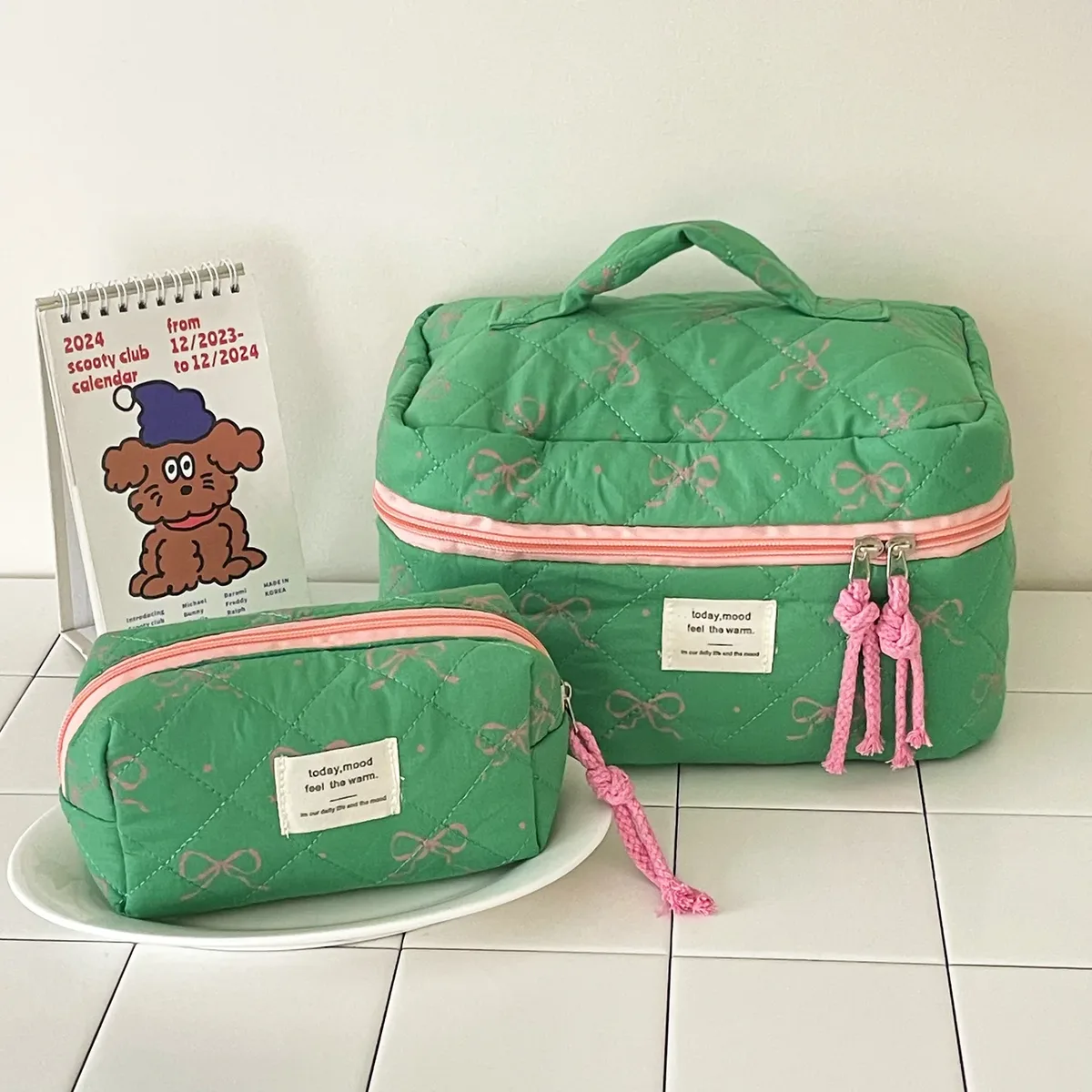 sacs à cosmétiques décontractés avec nministériels d doux pour femme, sacoche de rangement de toilette, de voy