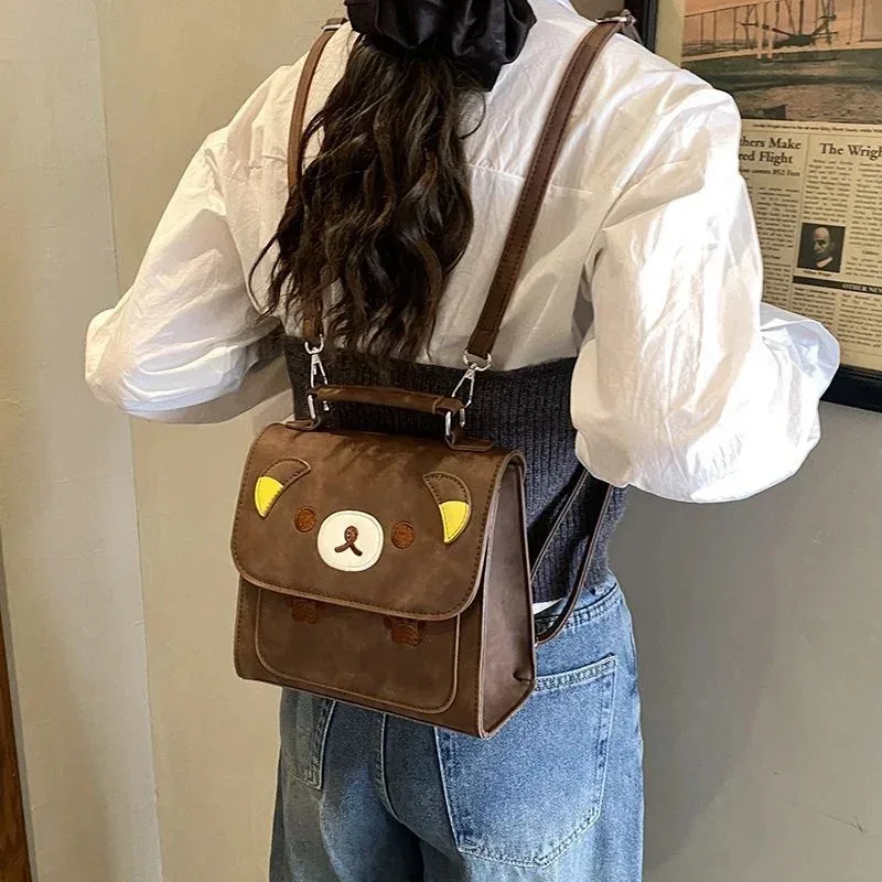 sac à dos brodé rilakkuma mignon, sac à main multi-usage, sac à bandoulière, sac décontracté pour tous les jours, cadeau pour femmes et filles