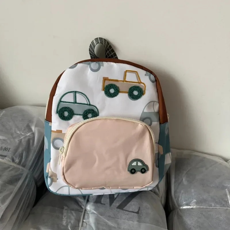 Sac à dos enfant motif voiture de dessin animé mignon, sac d'école maternelle léger, sac à dos de voyage polyvalent et tendance pour garçons et filles