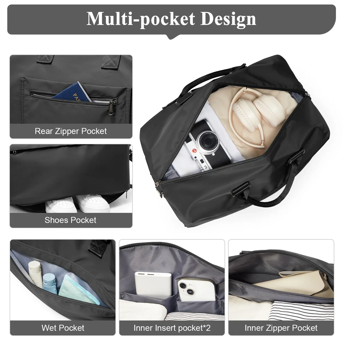 sac de voyage pliable, grand sac de sport pour femmes et hommes, sac de voyage avec compartiment pour chaussures, sac de fitness imperméable