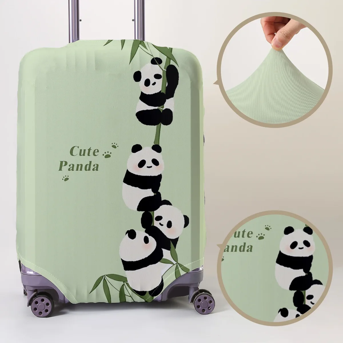 housse de protection pour bagages à motif panda, adaptée aux housses de bagages de 18 à 32 pouces, gants pour poignée de bagage, accessoires de voyage