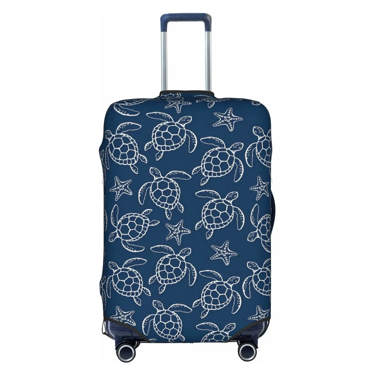 housse de protection pour valise, motif tortues marines sur fond bleu marine, mignonne, convient aux valises de 18 à 32 pouces