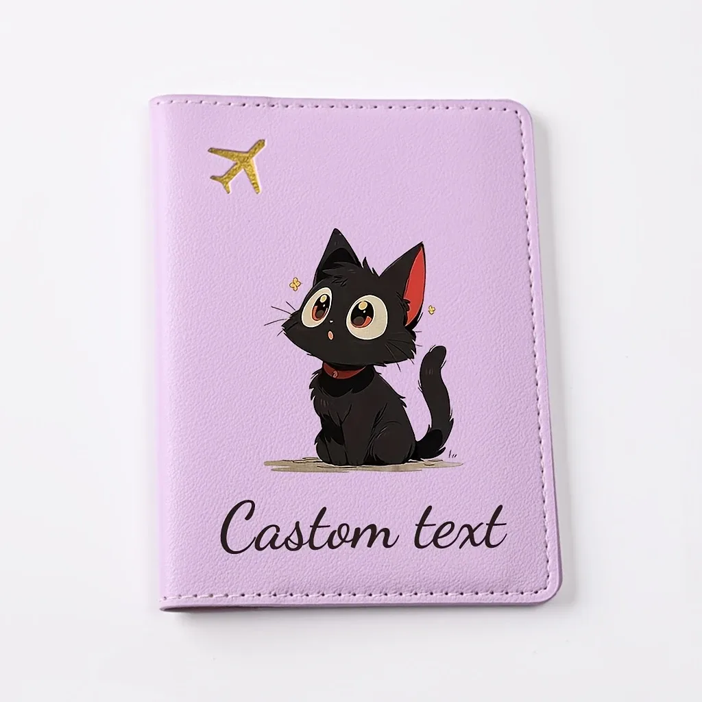 porte-passeport personnalisé pour chaton, compatible avec les passeports - étui pour documents de voyage avec nom/texte, motif chaton mignon, couverture de passeport